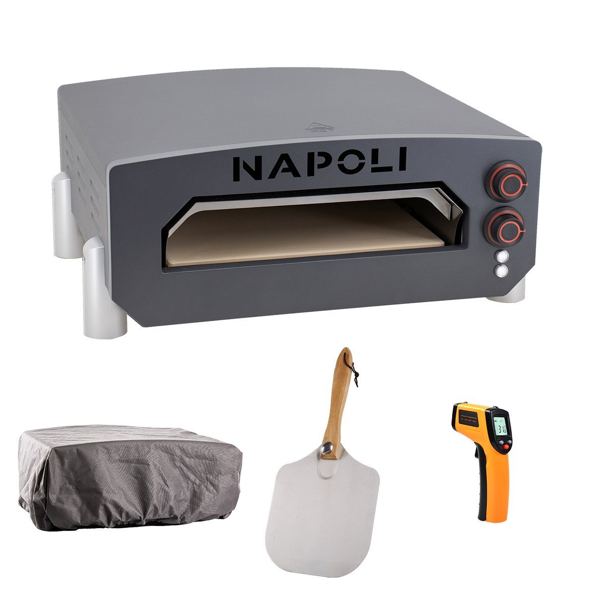 NAPOLI 13â elektrisk pizzaovn, cover, spade og termometer