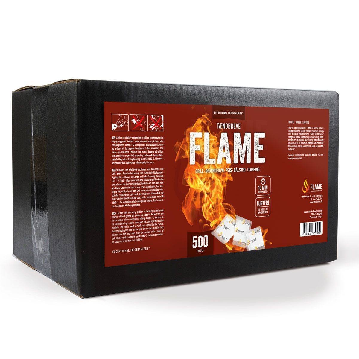 Flame tændbreve - 500 stk i papkasse